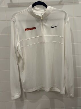 Nike White Long-Sleeve Quarter-Zip with Syracuse Patch